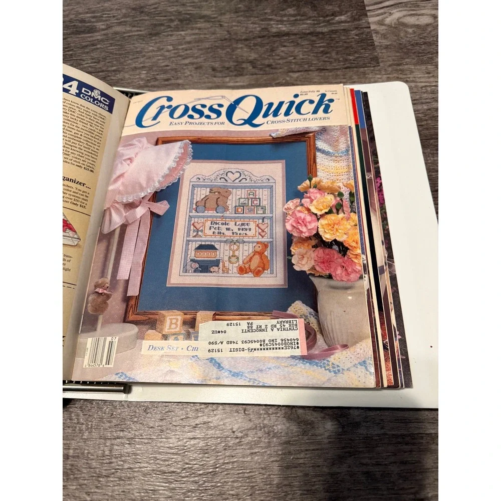 Vintage CrossQuick‎ Cross Stitch Lovers Magazine Lot Premier Issue 1989 Binder
